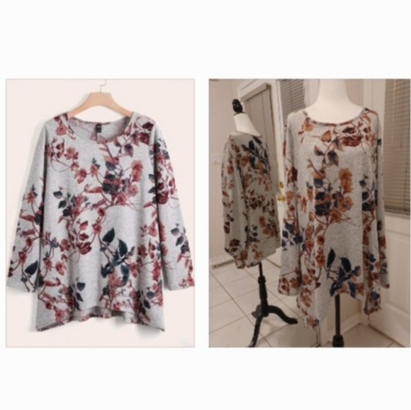 Emery Rose Tops - 4/$80 Soft Gray Floral Top - size 3X